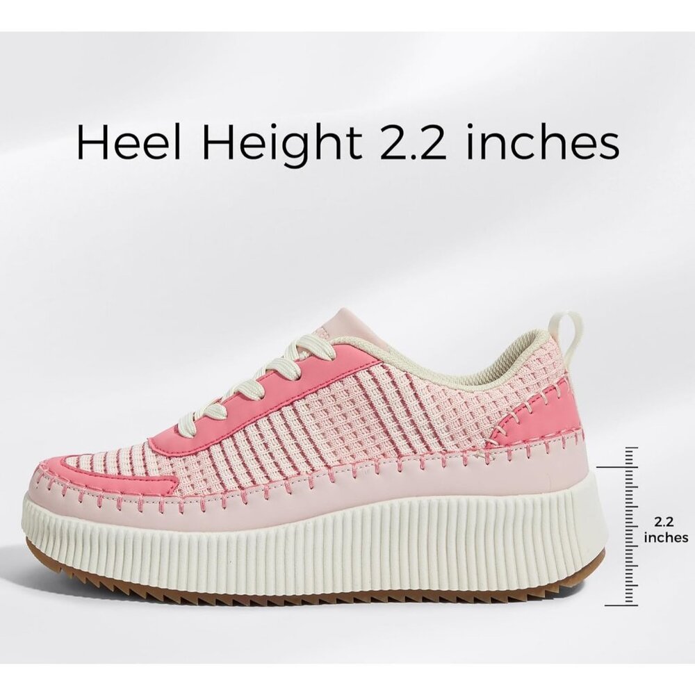 Lucky Step Women's Pink Platform Sneakers Rhinestone Fashion Chunky Shoes - Picture 5 of 6